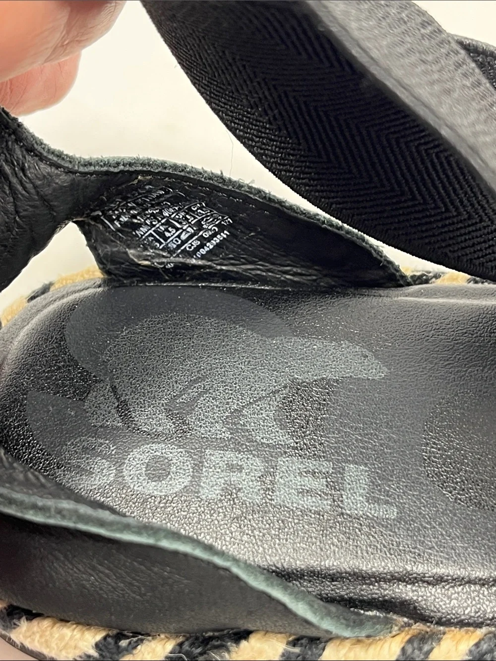 SOREL Ella II Leather Strappy Stretch Sandal Minimalist Espadrille Flats SZ 6.5